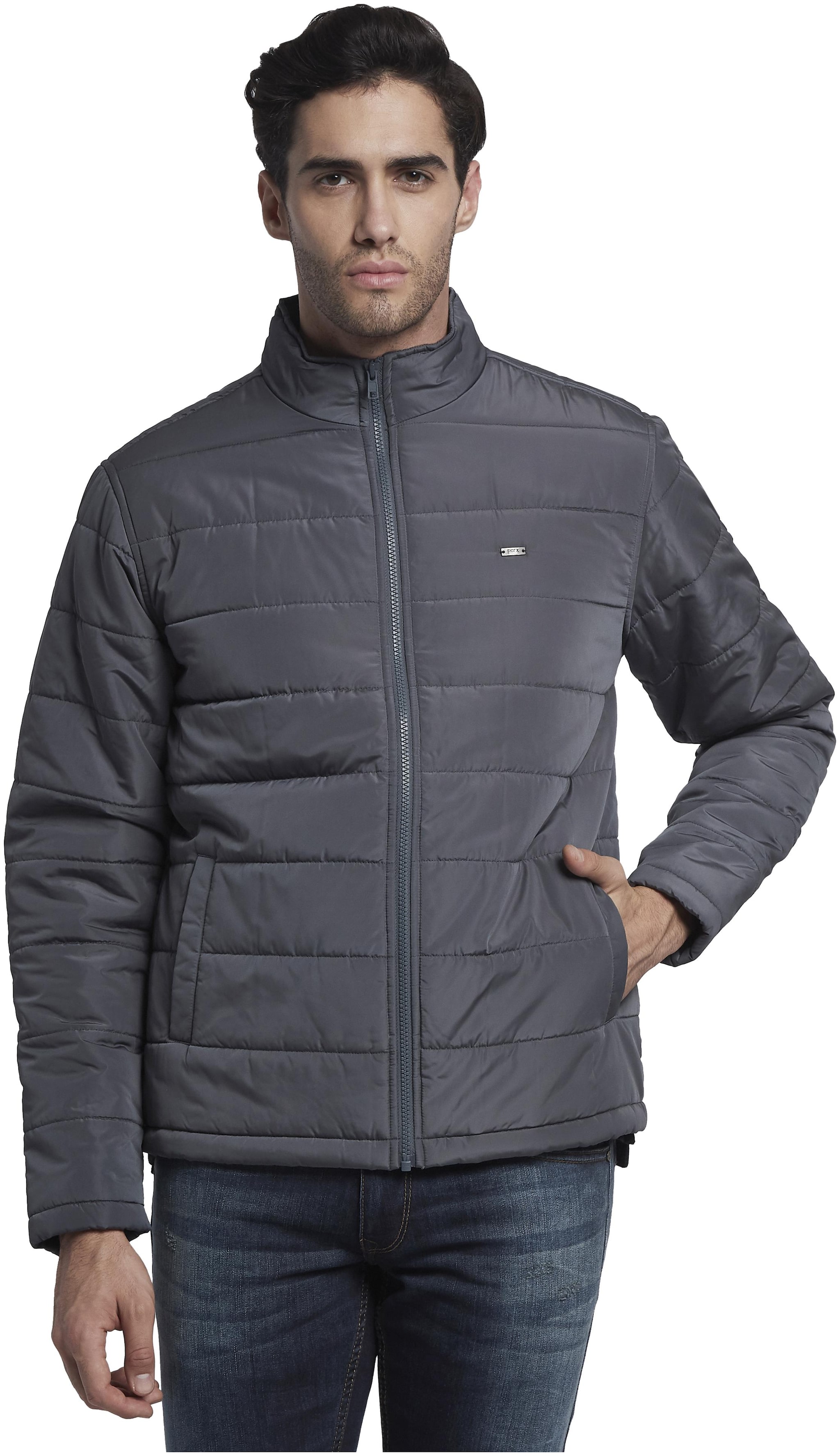 

Parx Men Grey Solid Bomber jacket