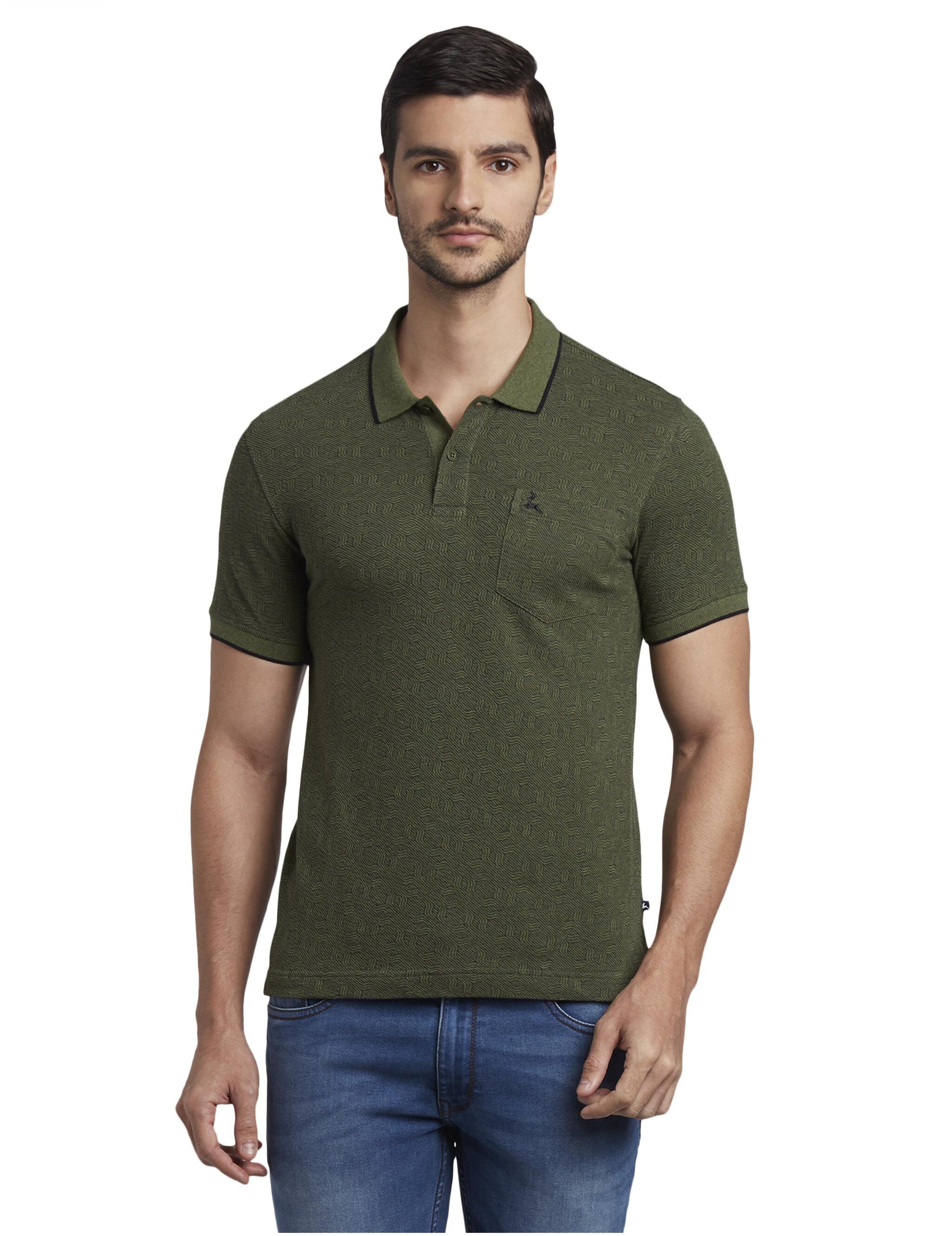 

Parx Men Green Regular fit Cotton Polo collar T-Shirt - Pack Of 1