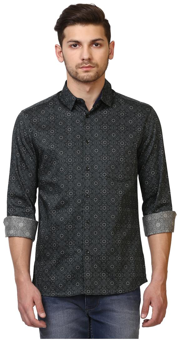 

Parx Men Black Geometric Slim Fit Casual Shirt