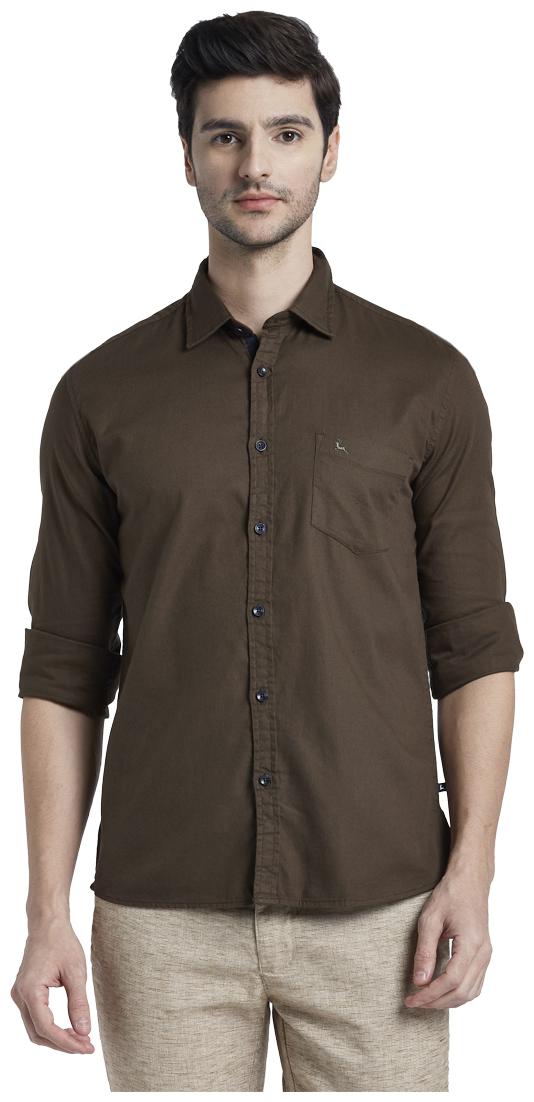 

Parx Men Brown Solid Slim Fit Casual Shirt