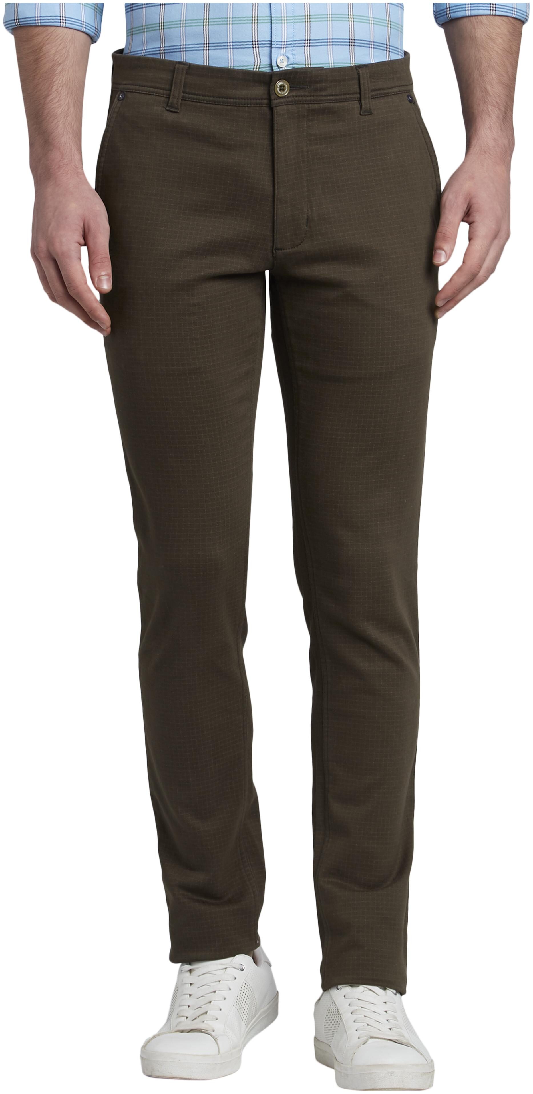

Parx Men Brown Checked Tapered fit Regular trousers