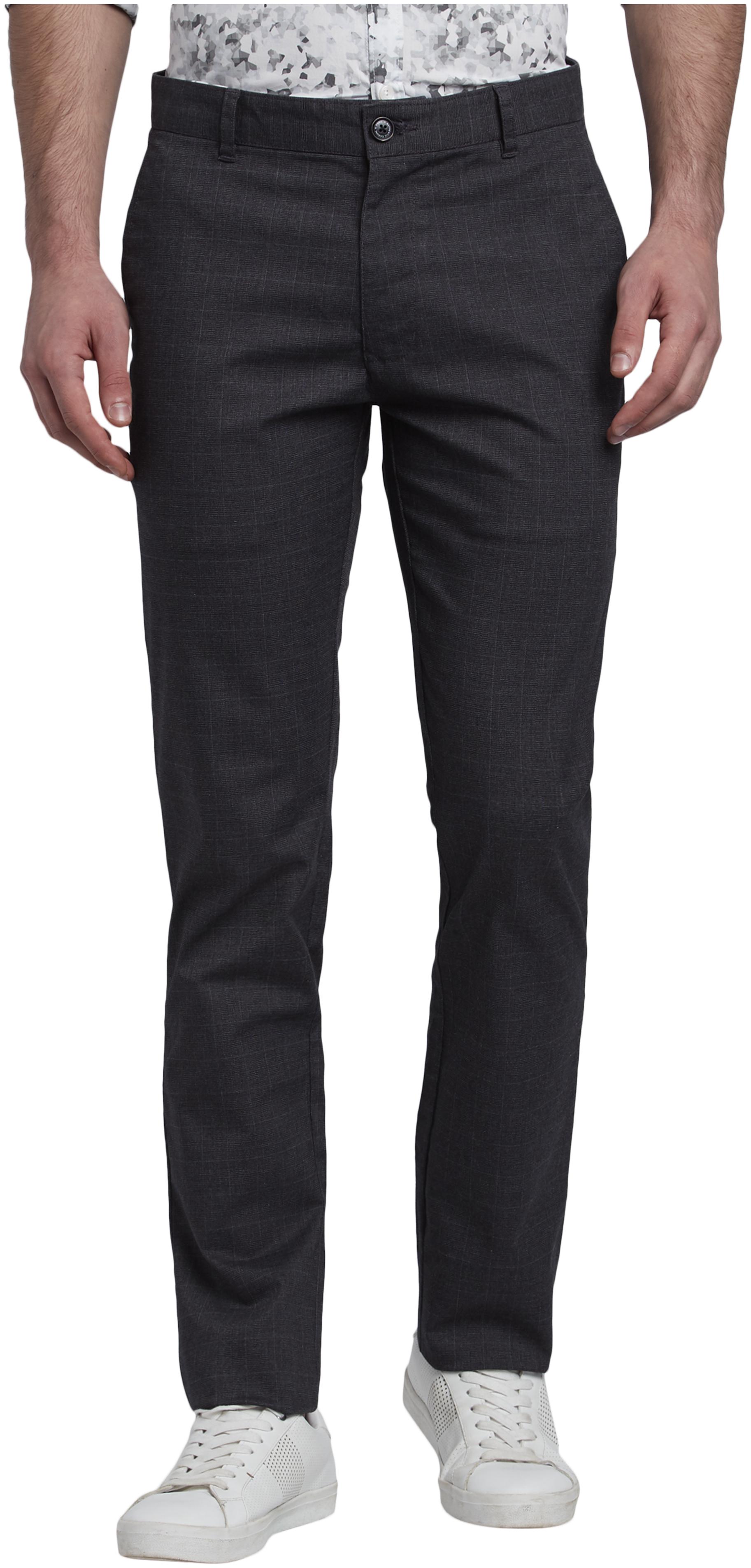 

Parx Men Grey Checked Slim fit Regular trousers