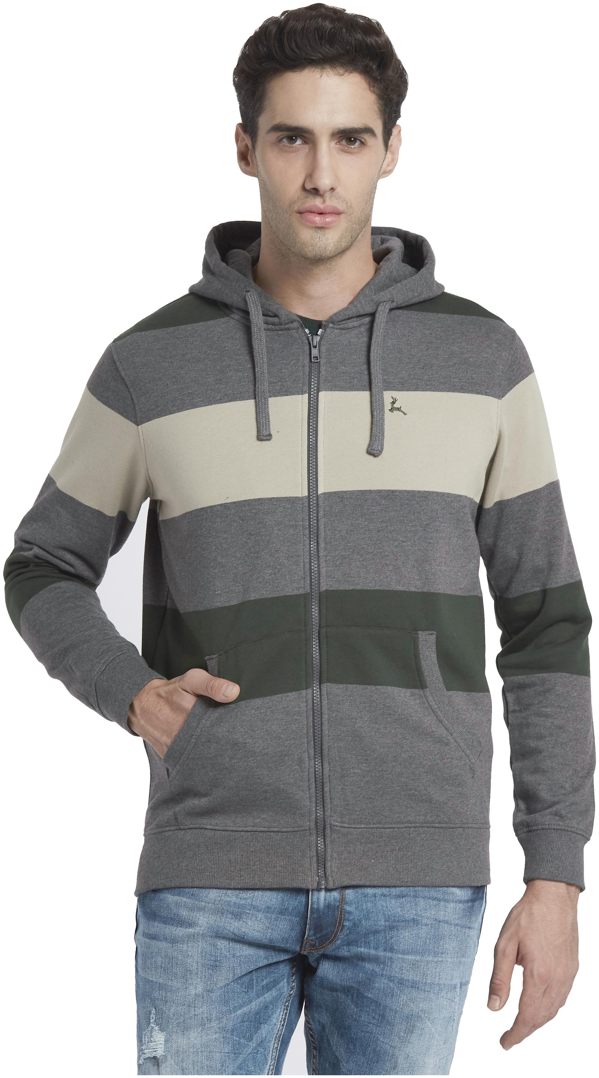 

Parx Men Grey Hooded Hoodie
