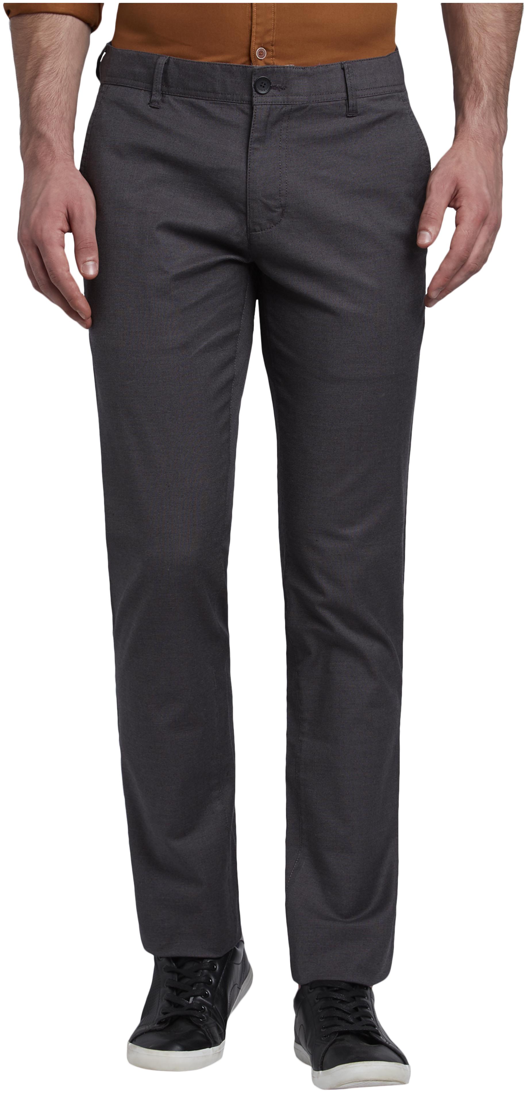 

Parx Men Grey Solid Tapered fit Regular trousers