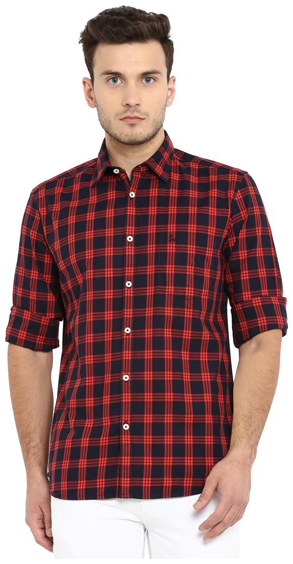 

Parx Men Red Checked Slim Fit Casual Shirt