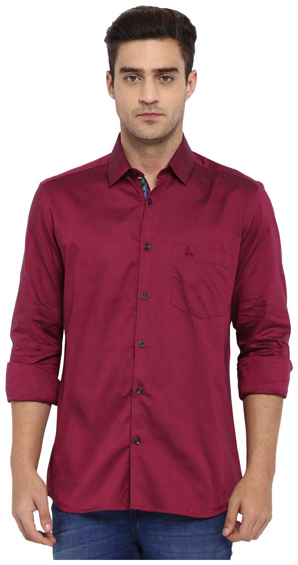 

Parx Men Red Solid Slim Fit Casual Shirt