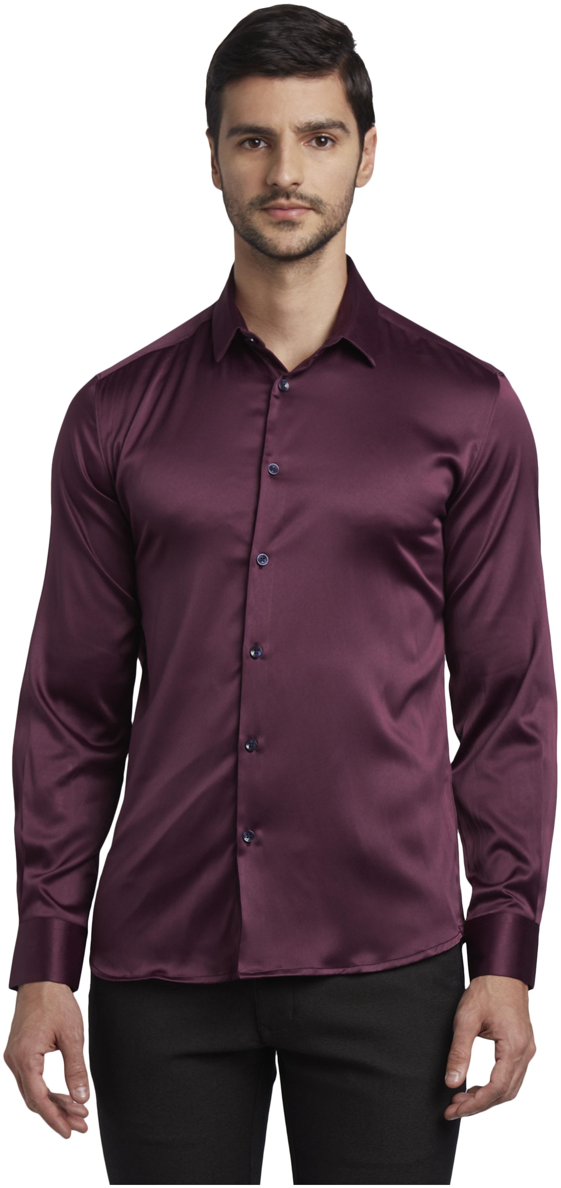 

Parx Men Purple Solid Slim Fit Casual Shirt