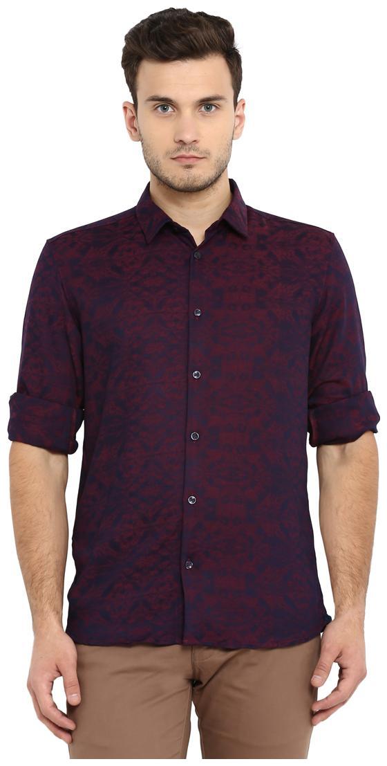 

Parx Men Purple Solid Slim Fit Casual Shirt