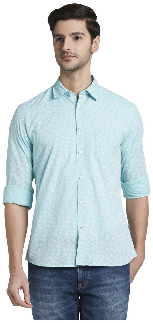 

Parx Men Green Printed Slim Fit Casual Shirt
