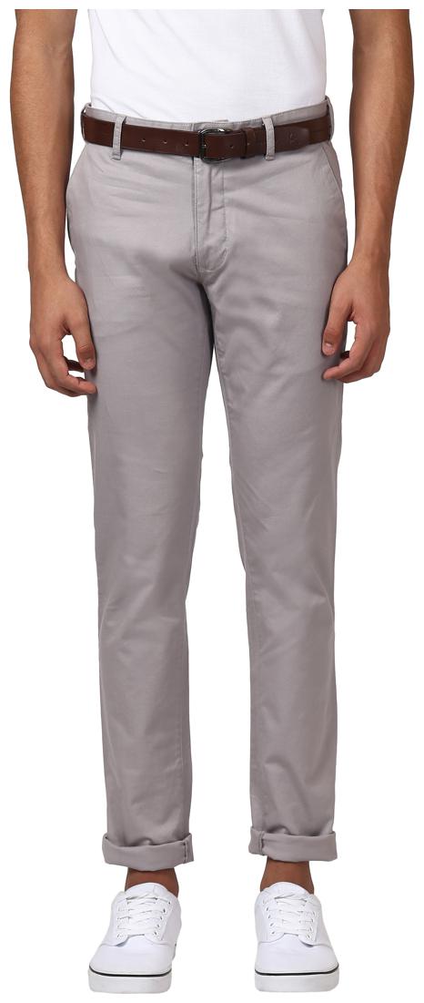 

Parx Grey Low Rise Tapered Fit Trouser