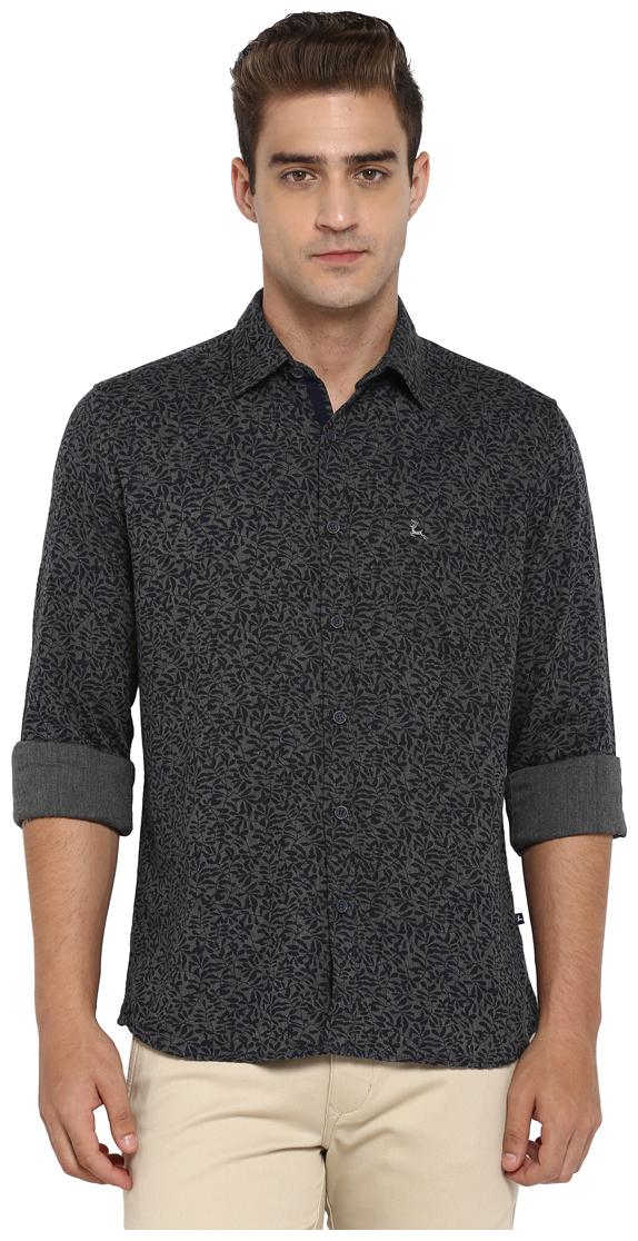 

Parx Men Grey Printed Slim Fit Casual Shirt
