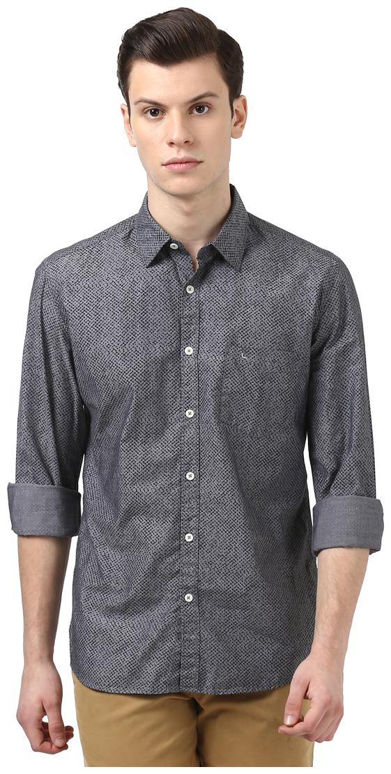 

Parx Men Grey Printed Slim Fit Casual Shirt