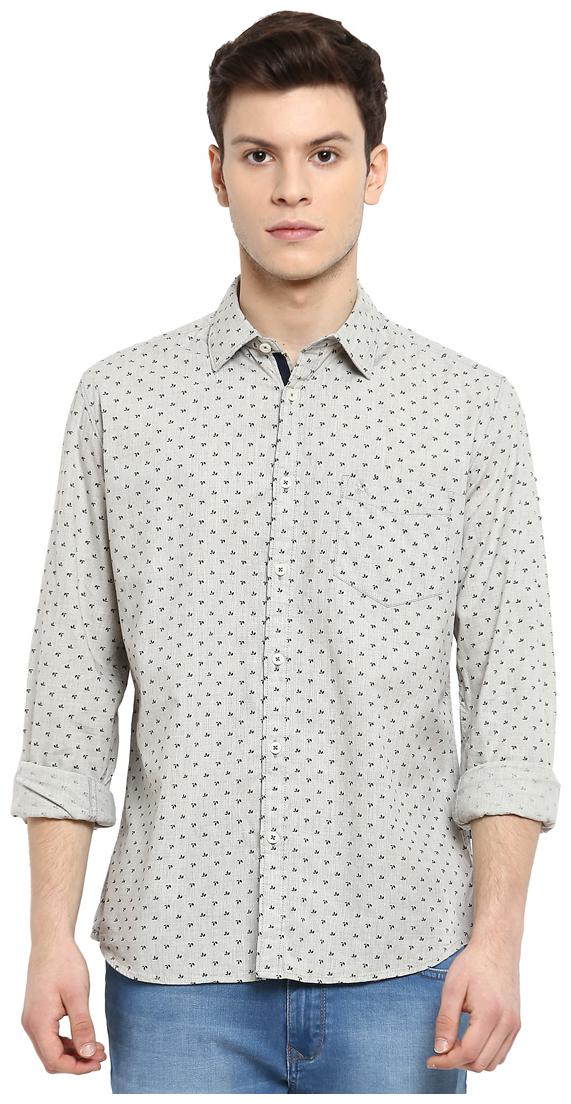 

Parx Men Grey Printed Slim Fit Casual Shirt