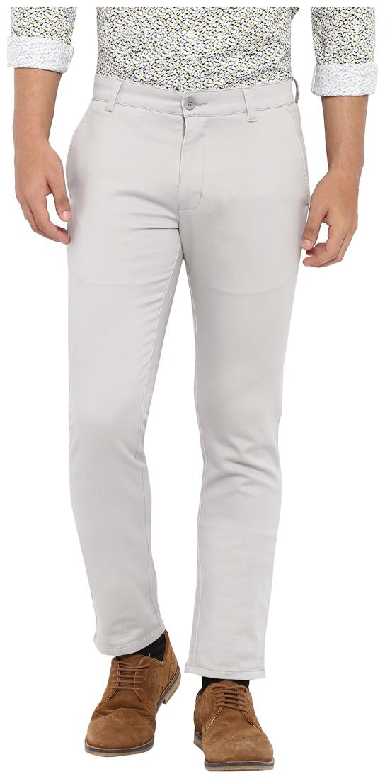 

Parx Grey Slim Fit Cotton Blend Casual Trouser