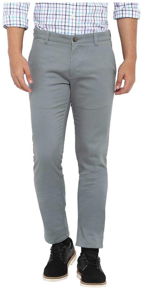 

Parx Men Grey Solid Slim fit Regular trousers