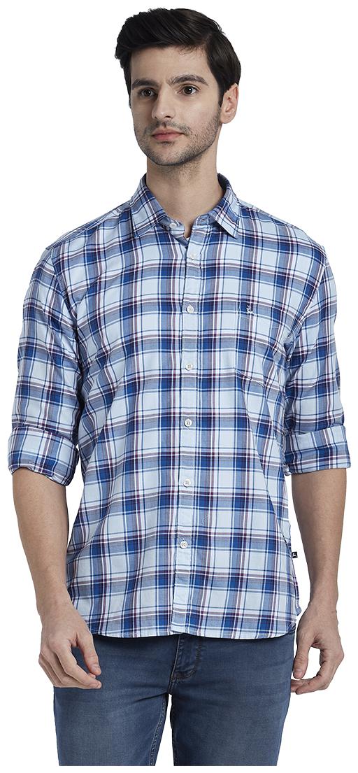 

Parx Men Blue Checked Slim Fit Casual Shirt