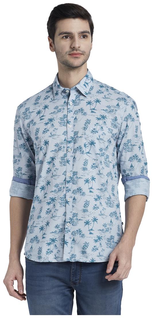 

Parx Men Blue Floral Slim Fit Casual Shirt