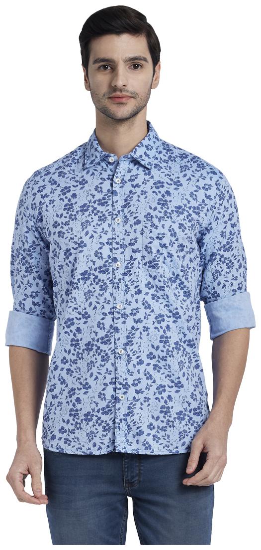 

Parx Men Blue Printed Slim Fit Casual Shirt
