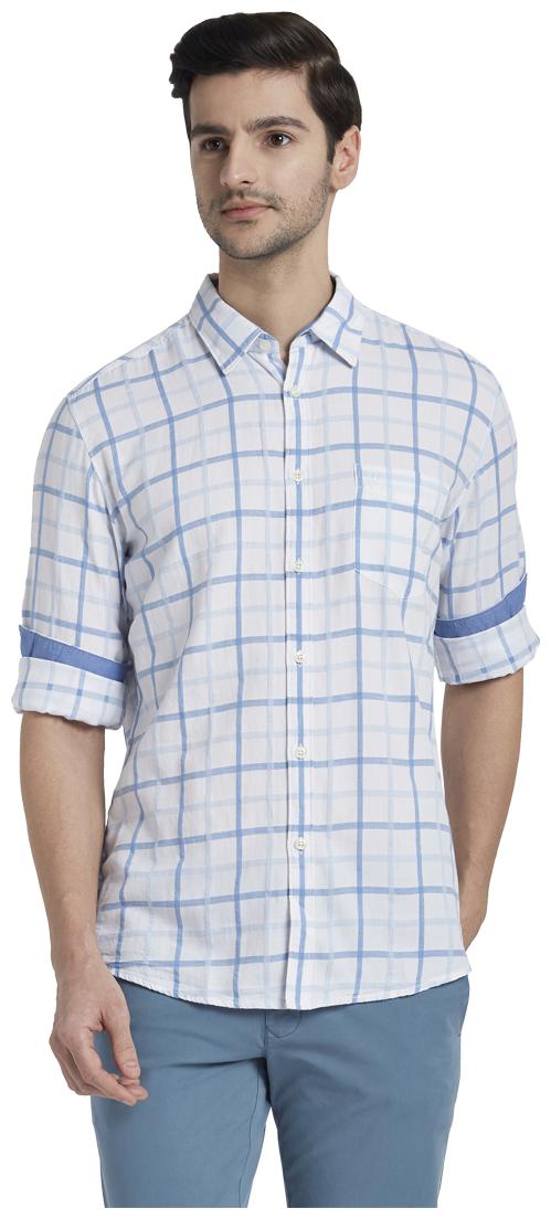 

Parx Men Blue Checked Slim Fit Casual Shirt