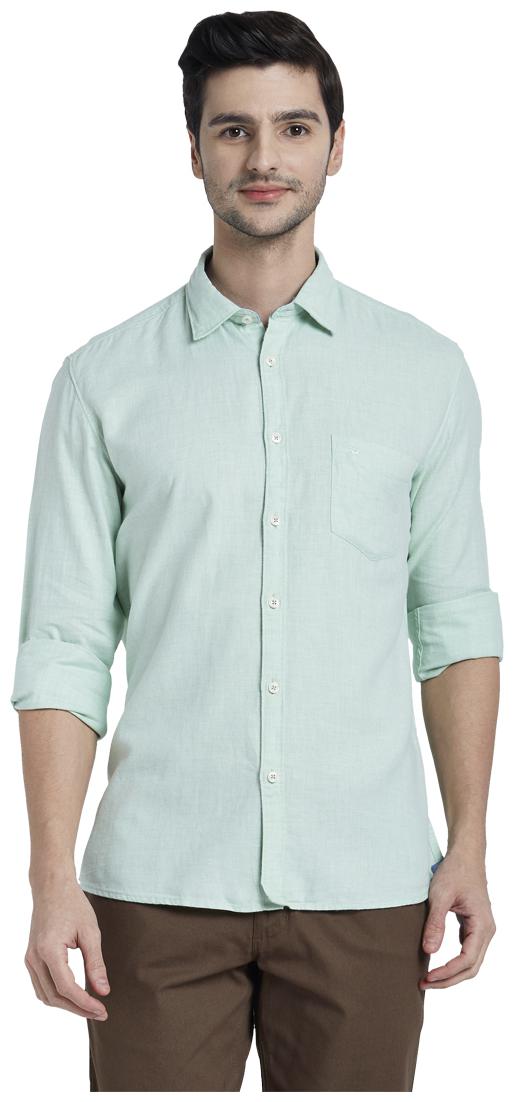 

Parx Men Green Solid Slim Fit Casual Shirt