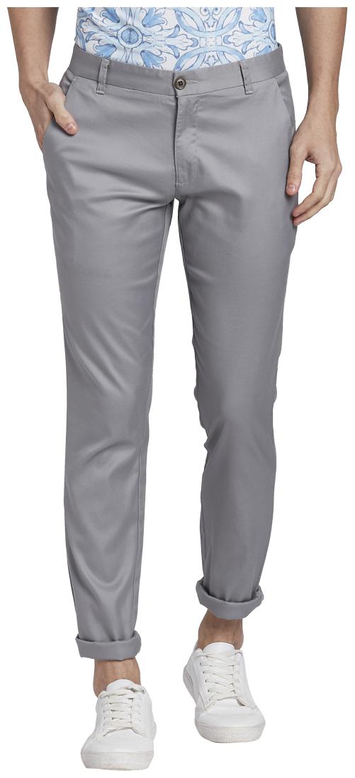 

Parx Men Grey Solid Tapered fit Regular trousers