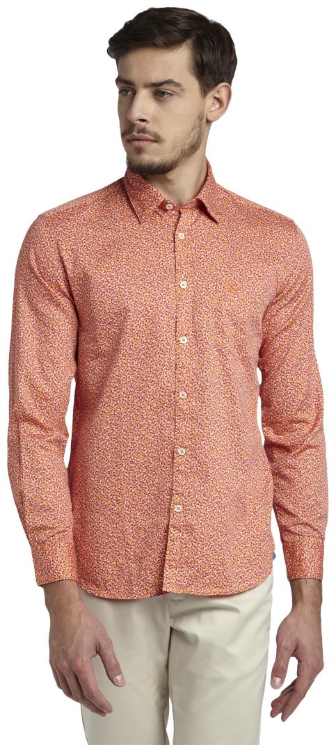 

Parx Men Orange Printed Slim Fit Casual Shirt