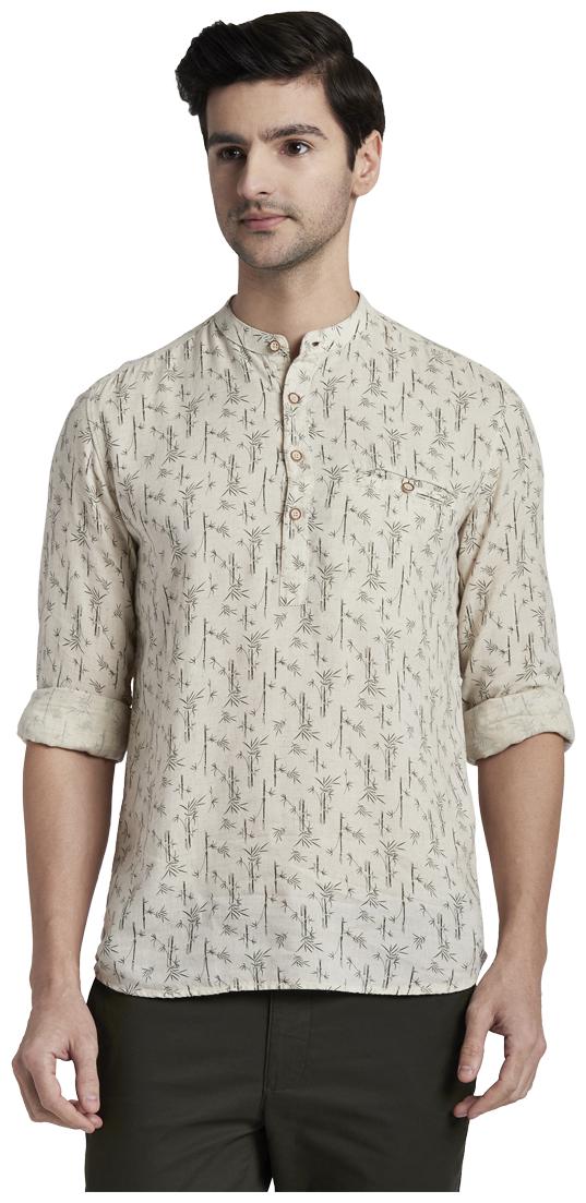 

Parx Men Beige Printed Slim Fit Casual Shirt