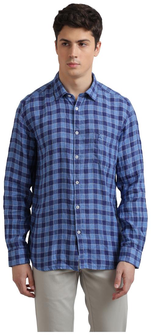 

Parx Men Blue Checked Regular Fit Casual Shirt