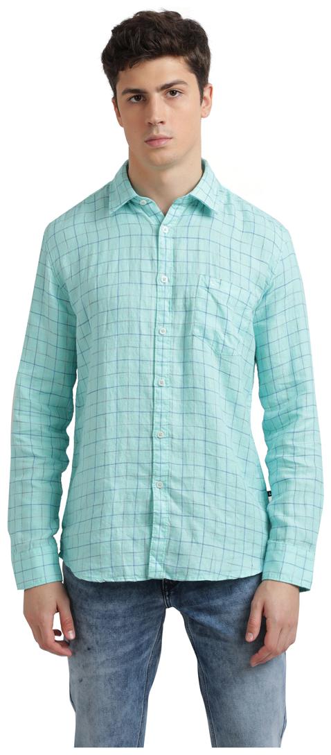 

Parx Men Blue Checked Regular Fit Casual Shirt