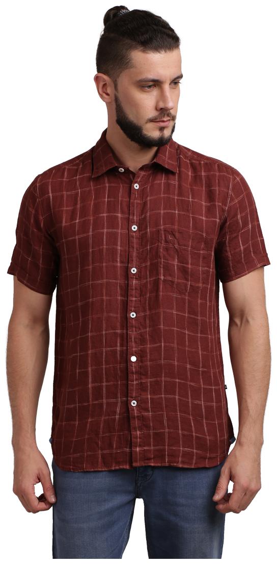 

Parx Men Brown Checked Regular Fit Casual Shirt