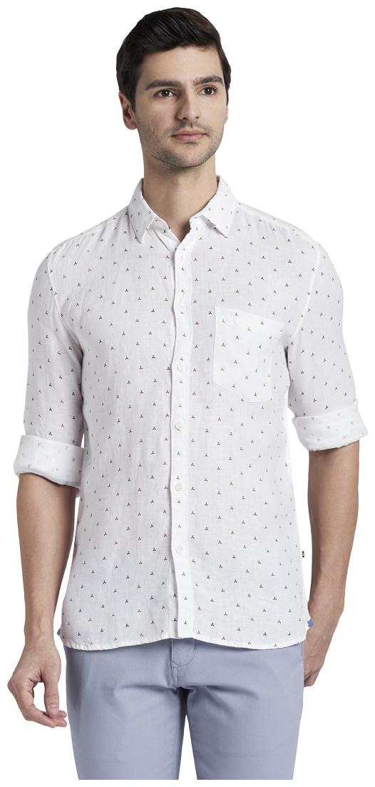 

Parx Men White Printed Slim Fit Casual Shirt