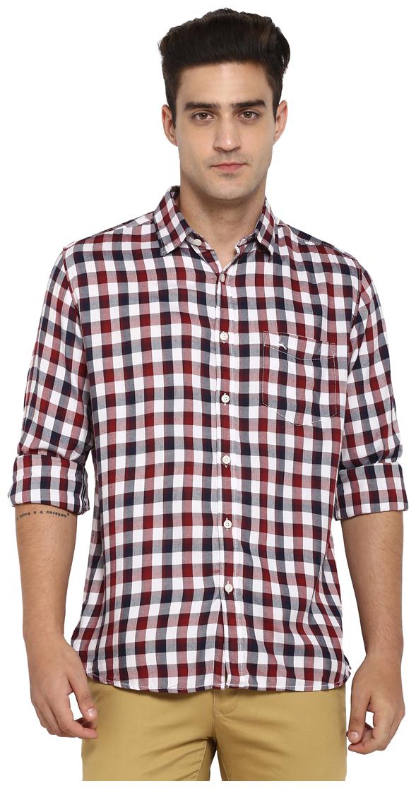 

Parx Men Maroon Checked Slim Fit Casual Shirt