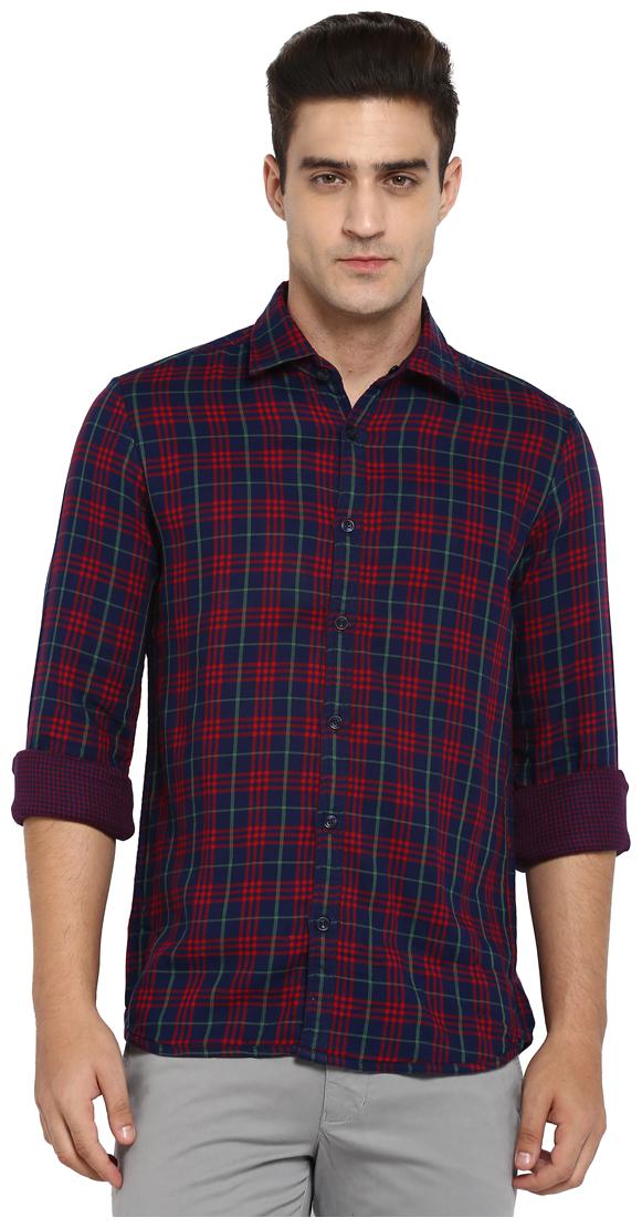 

Parx Men Maroon Checked Slim Fit Casual Shirt
