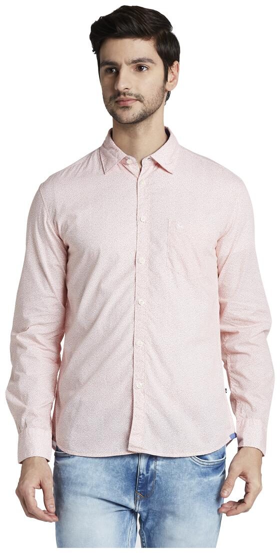 

Parx Men Orange Printed Slim Fit Casual Shirt
