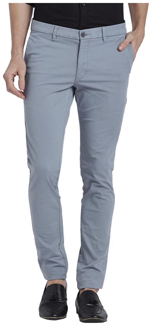 

Parx Men Grey Solid Slim fit Regular trousers