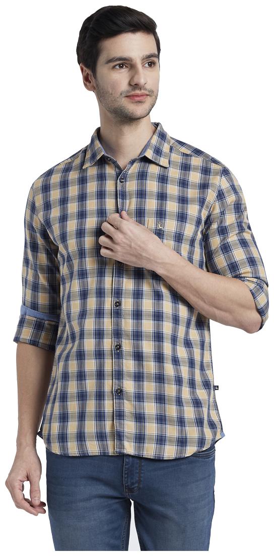 

Parx Men Yellow Checked Slim Fit Casual Shirt