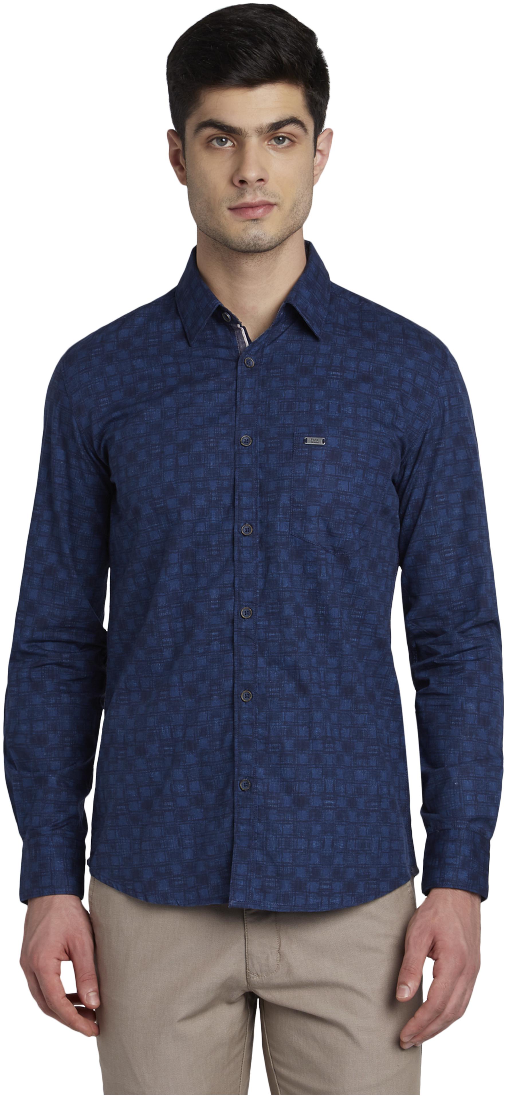 

Parx Men Blue Checked Slim Fit Casual Shirt