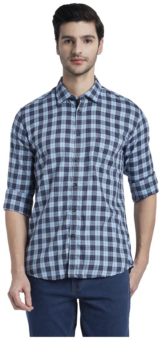 

Parx Men Blue Checked Slim Fit Casual Shirt