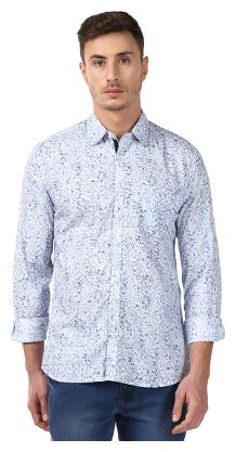 

Parx Men Blue Printed Slim Fit Casual Shirt