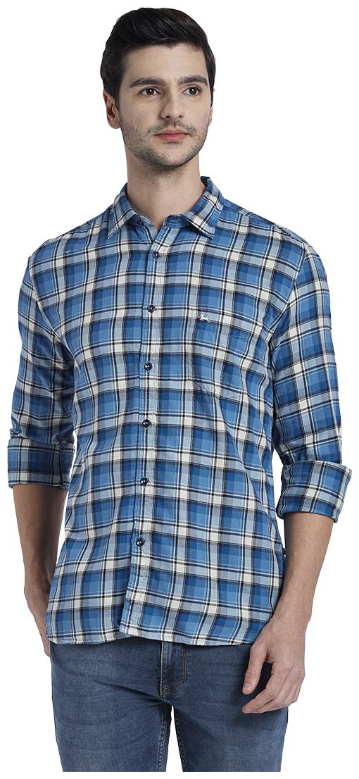 

Parx Men Blue Checked Slim Fit Casual Shirt
