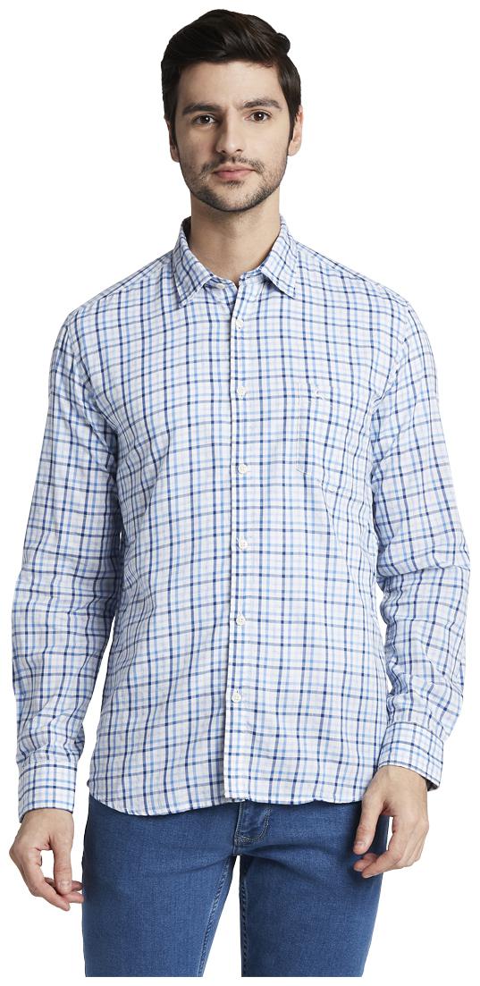 

Parx Men Blue Checked Slim Fit Casual Shirt