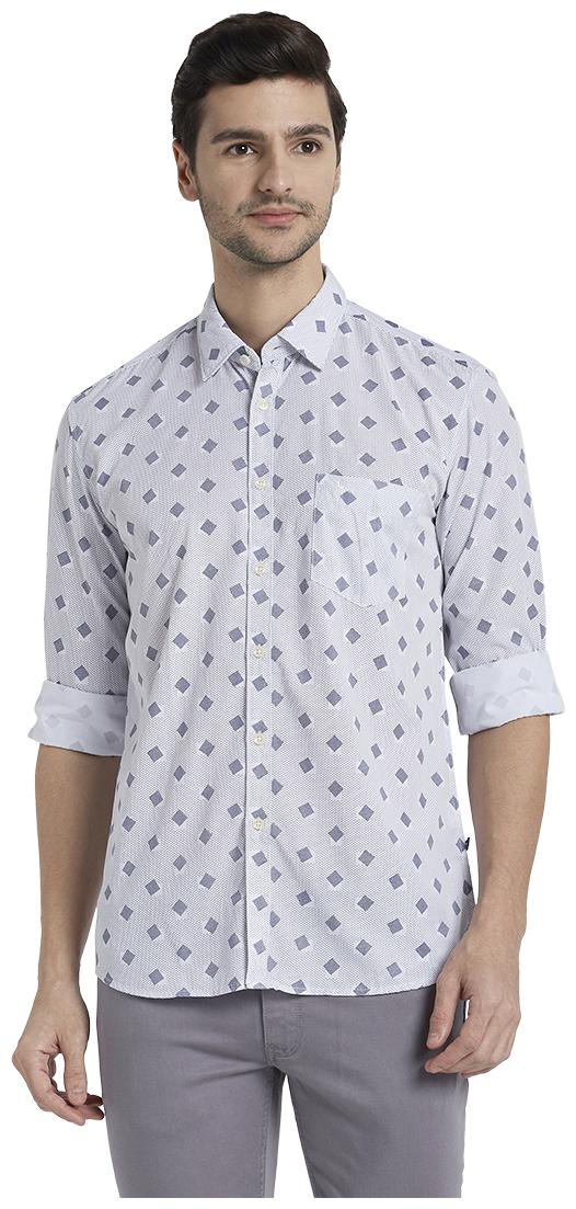 

Parx Men White Printed Slim Fit Casual Shirt