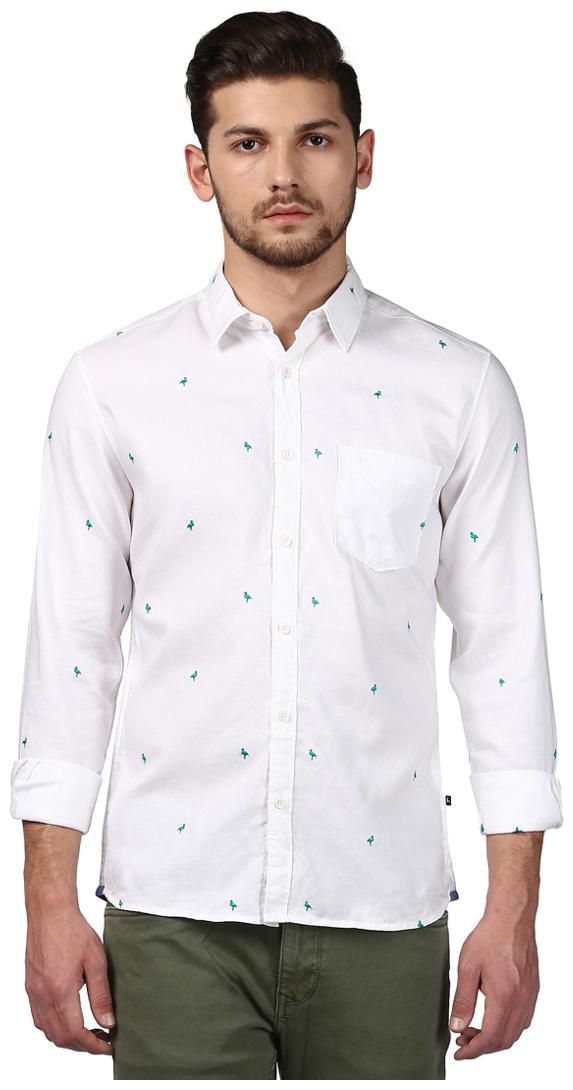 

Parx Men White Printed Slim Fit Casual Shirt