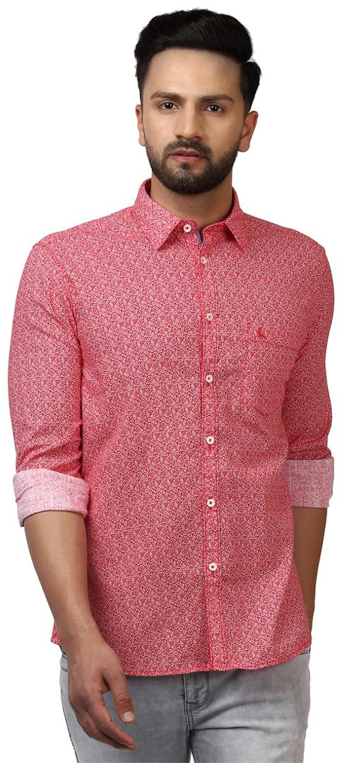 

Parx Men Red Printed Slim Fit Casual Shirt