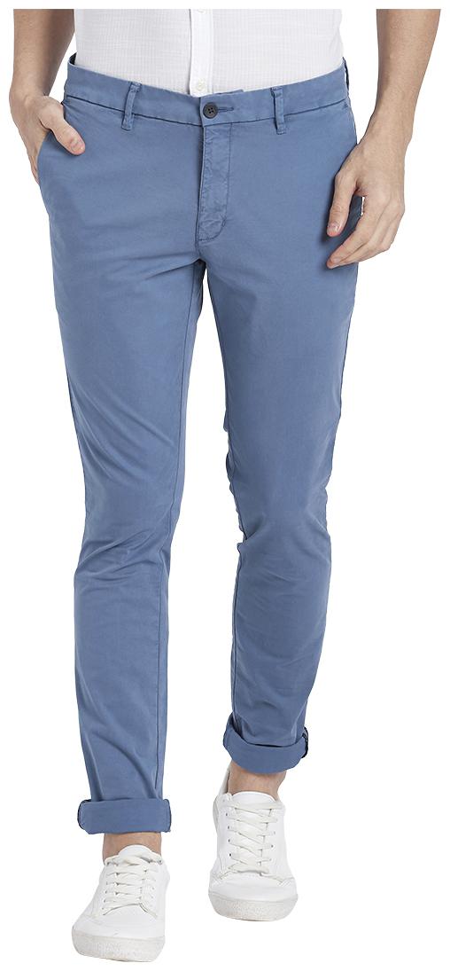 

Parx Men Blue Solid Slim fit Regular trousers