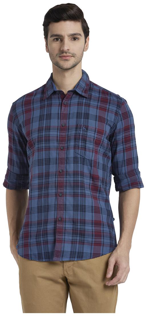 

Parx Men Blue Checked Slim Fit Casual Shirt