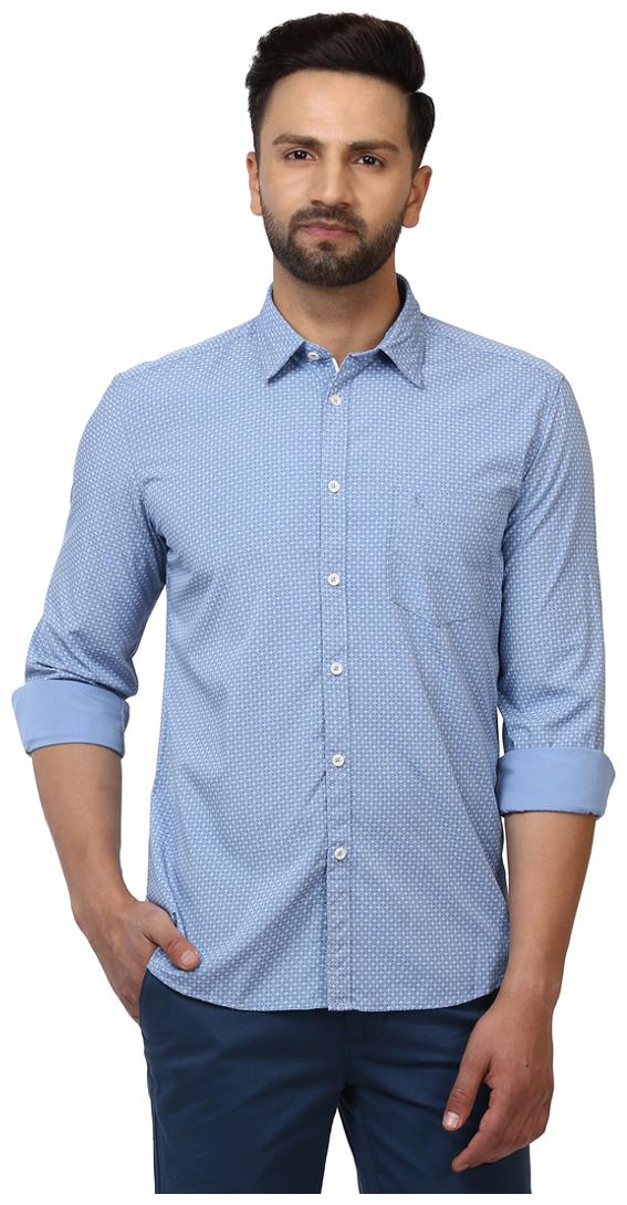 

Parx Men Blue Printed Slim Fit Casual Shirt
