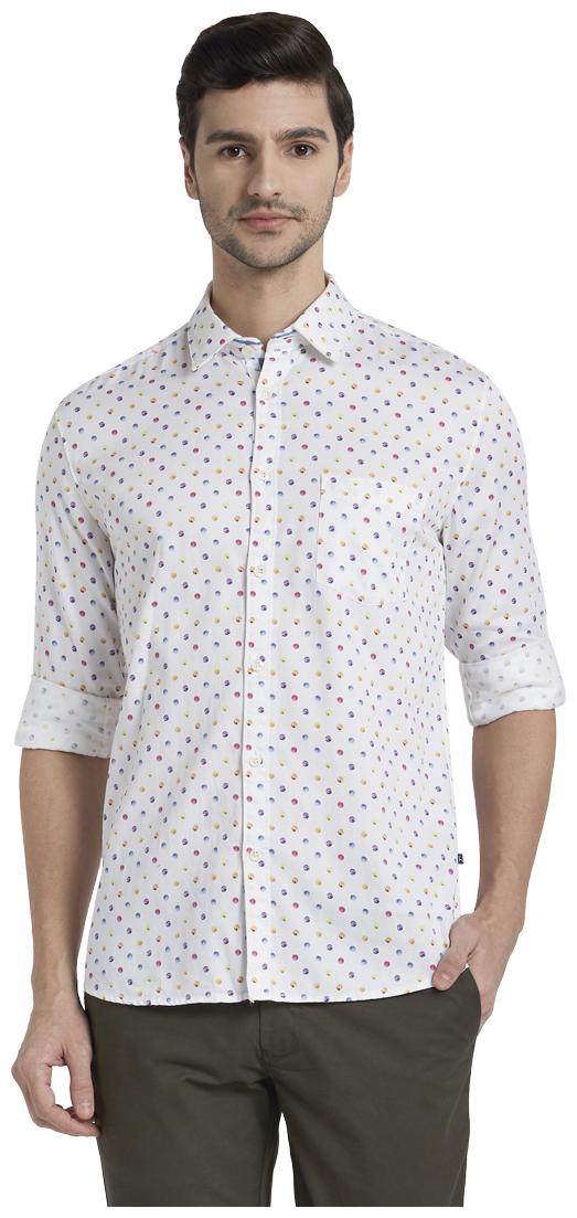 

Parx Men White Printed Slim Fit Casual Shirt