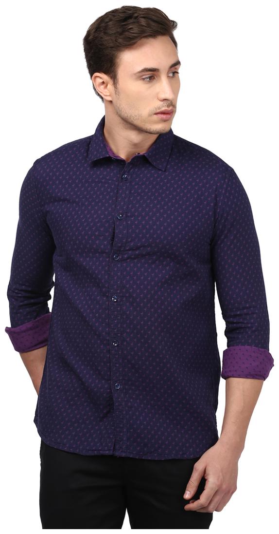 

Parx Men Blue Printed Regular Fit Casual Shirt