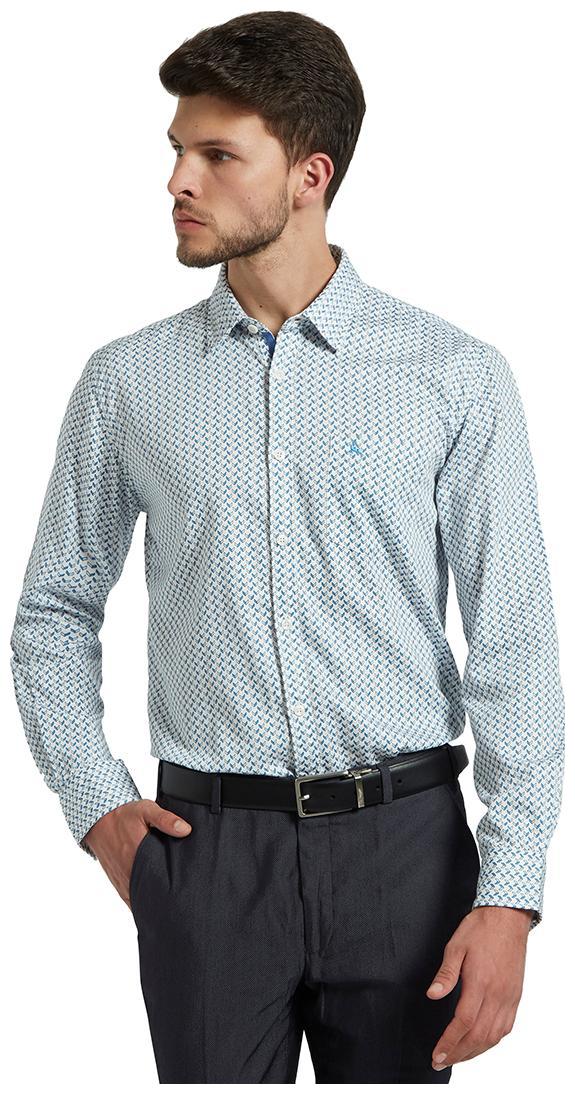 

Parx Men Blue Printed Slim Fit Casual Shirt